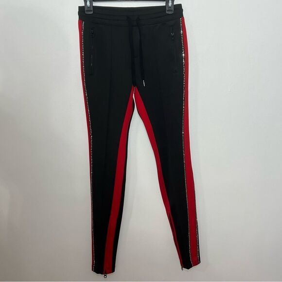 NWOT Pam & Gela Zippered Crystal Rhinestone Leg‎ Detail Track Pants - S - Picture 5 of 15